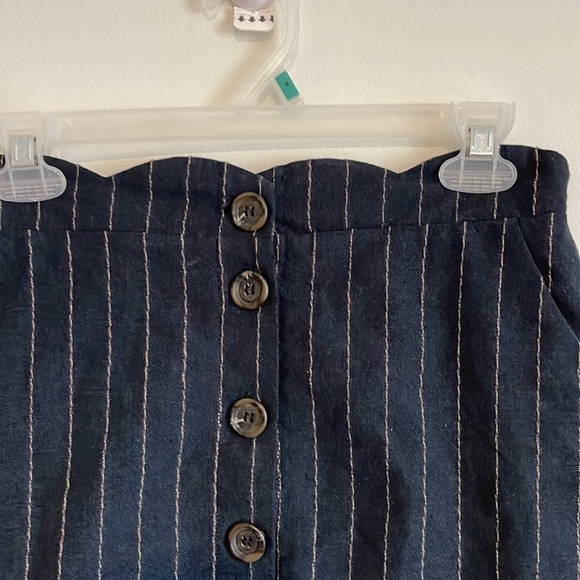 Preppy Minimalist Skirt Scallop Pinstripe Mini BluPepper SM Navy Blue Career - Picture 6 of 14